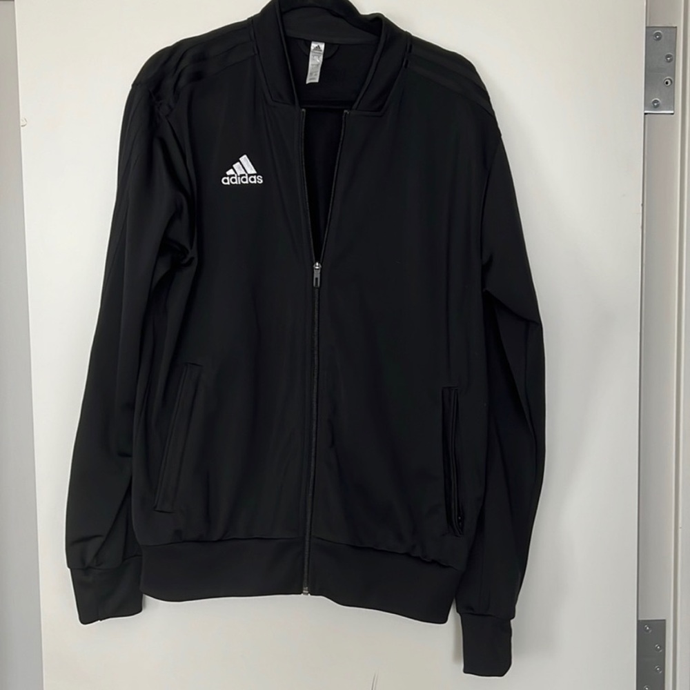 Black Adidas track jacket men's large